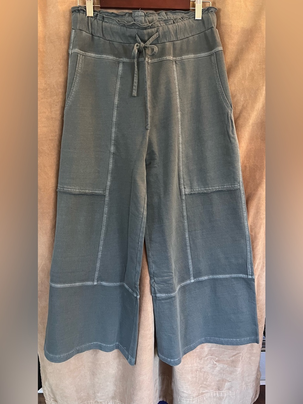 Zenana Casual Wide-Leg Drawstring Pants - sage green